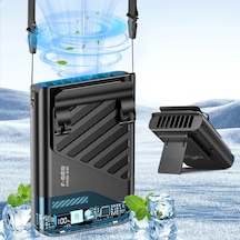 Goldenqian Taşınabilir Bel Fanı Kemer Klipsi İle Işık Dilsiz Beş Delik Yeni Boyun Asılı Fan Ofis Masası Açık Seyahat İçin Uygun B-black