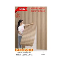 60cm X 280cm 1 Adet Kendinden Yapışkanlı Açık Kahverengi Lambiri Desenli Duvar Paneli Kağıdı Yg005