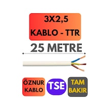 Öznur 3x2,5 Ttr Kablo Metre Seçenekli Beyaz - 25 Metre