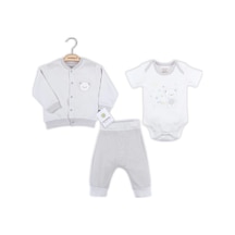 3-12 Ay Erkek Bebek Takımı Çizgili Bear Hırkalı Toprak Toprak 3-12 Ay Erkek Bebek Takımı Çizgili Bear Hırkalı Toprak Toprak