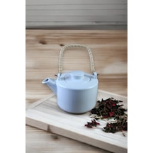 Porselen Tek Demlik Bambu Sap 800ml Beyaz