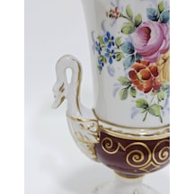 Sevres Çiçek Desenli Porselen Vazo 28cm Çok Renkli