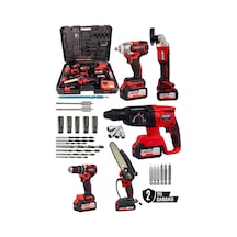 Kimmer Plus 21v Akülü 5'li Set Kırıcı Delici Hilti Taşlama Somun Sıkma Vidalama Budama Kırmızı Renk