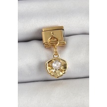 316l Çelik Sallantılı Zirkon Taşlı İstiridye Model Gold Renk Nomination Charm Çok Renkli