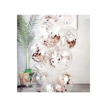 10'lu Şeffaf Lateks Balon Seti, Rose Gold Renkli Konfetili Süsleme Aksesuarı 2 Yaş Mavi