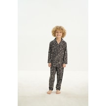 Sevim Erkek Çocuk Uzun Kol Önden Düğmeli Füme Pijama Takım C5t1n7o8 001