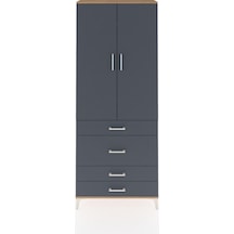 Arges Dolap 2 Raflı 4 Çekmeceli Tek Askılı 88x30x221 Çam-antrasit Atlas Çam