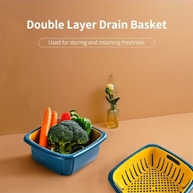 Pazly Çift Katlı Pembe Sebze-meyve Saklama Kutusu Pp Malzeme, 220x220x110mm, Şeffaf Kapak, Optik Süzgeçli Pembe