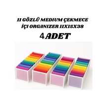 4 Adet 11 Gözlü Medium Çekmece İçi Organizer 11x15x38 Polyester 40 X 30 Beyaz Tr Diğer
