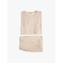 Koton Rahat Kesim Leopar Desenli Kısa Kollu Şortlu Pijama Takımı Kahverengi Desenli 7wlk40115mk