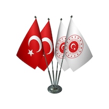 Masa Üstü Dışişleri Bakanlığı Bayrağı Türk Bayrağı Dörtlü Krom Di