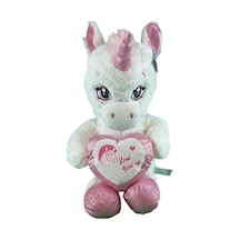 63019 Peluş 60 Cm Kalpli Boynuzlu At Açık Bej