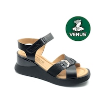 Venüs Vollig Hakiki Deri Comfort Ortopedik Kadın Sandalet Siyah