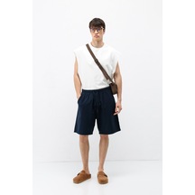 Vamos Oversize Keten Şort Lacivert
