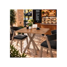 Kalınlaştırmalı Mutfak Cafe Balkon Bahçe Restoran Yemek Masası 70x70 Cappuccino Beyaz Kare Gümüş Gümüş