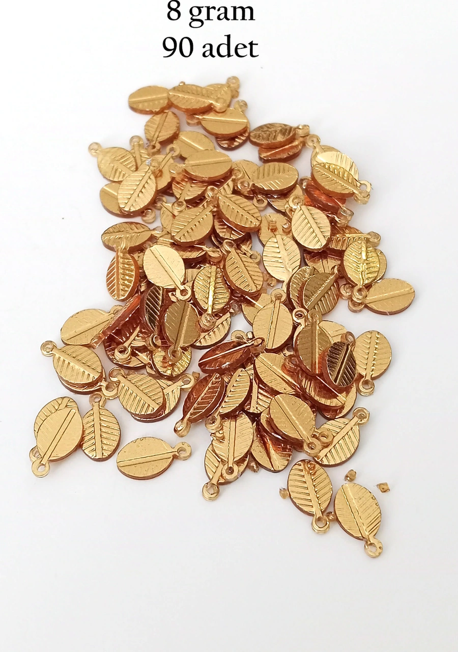 Oya Abiye Bileklik Kolye Pleksi Metalik Plastik Pul Altın Renk 8 Gram 90 Adet - Bnc478