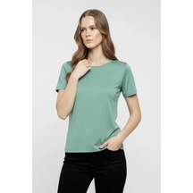 Meleners T-shirt Bisiklet Yaka Slim Fit Likralı Tişört Günlük Basic Body - Mint Yeşili