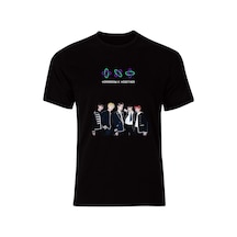 Stoned&Fame Txt Kpop Müzik Grubu Baskılı Unisex %100 Pamuk T-shirt Yeonjun,soobin,beomgyu,taehyun,huening Kai SIYAH