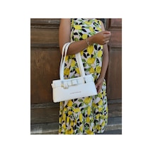 Just Polo Kadın Gold Aksesuarlı Kemer Detaylı Şık El Çantası Shopper Ebat : 14 X 30 Cm Beyaz