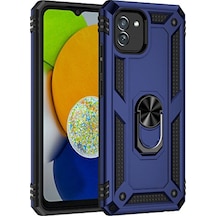 Samsung Galaxy Uyumlu A03 Kılıf Sofya Yüzüklü Silikon Kapak - Lacivert Bzsxx00 1
