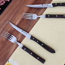 Mutfak Bıçak Seti 4'lü Steak Bıçak Ve Çatal Venge Ağacı Sap Kısmı