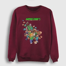 Presmono Unisex All Minecraft Sweatshirt Bordo