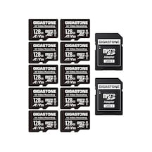 Gıgastone 128 Gb Microsdxc Hafıza Kartı Paketi, 10 + Sd Adaptör, Aksiyon Kamerası, Gopro, Drone Ve Tablet İçin, 85 Mb/s'ye Kadar, Full Hd Video Kaydı, Mikro Sd Kart Uhs-ı Sınıf 10 U1