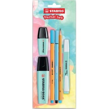 Stabilo Fosforlu Kalem Tek Renk Pastel Set 6 Lı Mavi 70/113-6 Çok Renkli