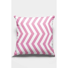 Pembe Zigzag Çift Taraflı Yastık Kırlent Kılıfı Krl303n11