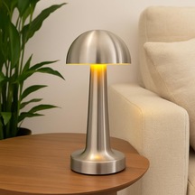 K2 Gümüş Dokunmatik Şarjlı Masa Lambası Led Işıklı, 3 Renk Modu 6500k-4000k-3000k , Dimlenebilir, Usb Type-c Şarjlı, Taşınabilir Modern Tasarım, Yatak Odası, Ofis, Kafe Ve Restoran Kullanımı .