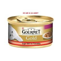 Purina Gourmet Parça Sığır Etli Tavuklu Konserve Yetişkin Kedi Maması 24 x 85 G