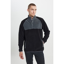 AC&Co / Altınyıldız Classics Erkek Sıyah A.melanj Standart Fit Normal Kesim Bato Yaka Desenli Polar Siyah