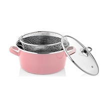 Nishev Milano Kızartma Tenceresi Pembe 22 Cm 4,5 Lt Pembe