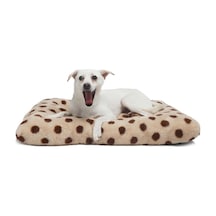 24x18 Köpek Yatağı Sandık Bej Kahve Noktalı Bej, Rahat Köpek Sandığı Mat 50 Cm, Kaymaz, Yıkanabilir Küçük K