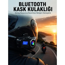 Lcd Ekranlı Bluetooth Kask Kulaklığı Fm Radyo Ve Sd Kart Girişli