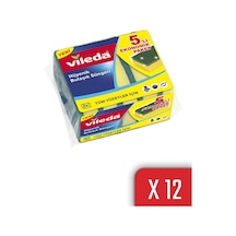 Vileda 5'Li Yeşil Düz Hijyenik Bulaşık Süngeri 12'Li Paket