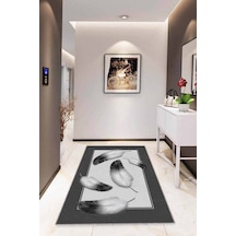 Antrasit 3d Üç Boyutlu Kaymaz Tabanlı Dekoratif Halı Rv348n11