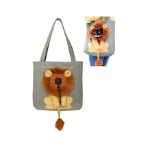 Geeksen Kedi Çantası Kediler Ve Köpekler İçin Açık Başlı Yeni Küçük Aslan Şekilli Omuz Çantası Küçük Evcil Hayvan Kanvas Seyahat Çantası Evcil Hayvan Çantası Gri S Beden