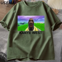 Flood Of Style Kanye West Meme T-shirt Erkek Kadın Grafis Pria Wanita Hip Hop Gaya Mizah T Shirt Modu Vintag Yeşil