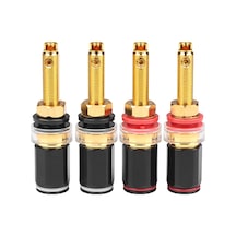 Xindoker 4 Adet Bronz Muz Tipi Dişi Konnektör, Altın Kaplı Yüksek Kaliteli Ses Amfi Terminali