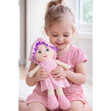 Kız Oyuncak Bebek Elbiseli Oyuncak Bez Bebek 60 Cm Bez Bebek Özel Yapım Premium Pudra Pembe Bebek 001