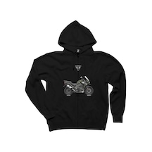 Triumph Tiger Explorer Siyah Fermuarlı Kapşonlu Sweatshirt Siyah