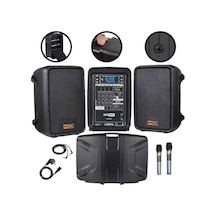 Hepa Merz Potent Kompakt Portatif Ses Sistemi Mixer Çift Hoparlör Ve Çift Mikrofon 1000w