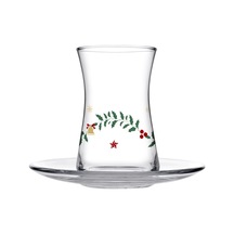 Paşabahçe Sparkles Heybeli Çay Seti, 4 Kişilik, 170 Cc Bardak Ve 126 Mm Tabak, Yılbaşı Temalı çok renkli