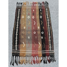 Burak Halı El Dokuma Dekoratif Kilim 92 x 123 Kök Boya Kiremit Kırmızı