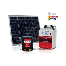 Puhu Güneş Enerjili Elektrikli Çit Cihazı 8 Joule 60w Panel + 12v/42ah Jel Akü