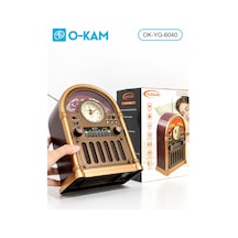 O-kam Ok-6040 Bluetooth Saatli Şömine Efektli Şarjlı Retro Radyo