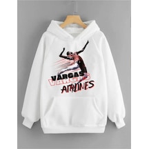 Startmore Beyaz Vargas Baskılı Oversize Kapuşonlu Unisex Sweatshirt Bsgvargas Beyaz