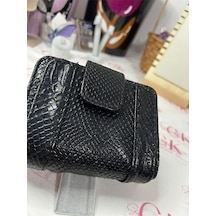 Gk Gamzelirenklerim Luxury Fashıon&accessorıes Yılan Derisi Mıknatıslı Lüx Cüzdan Suni Deri Siyah