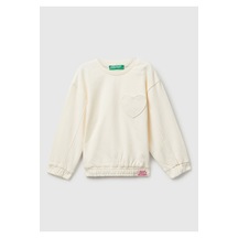 Benetton Kız Bebek Ekru Kalpli Sweatshırt Ekru